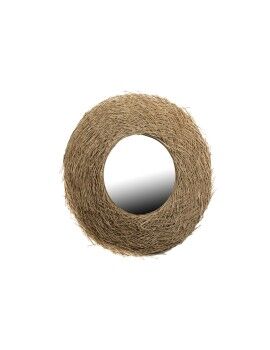 Espelho de parede Romimex Nest Natural Rotim 110 x 20 x 110 cm Redondo