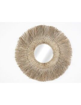 Espejo de pared Romimex Natural Fibra natural 85 x 85 x 3 cm Redondo