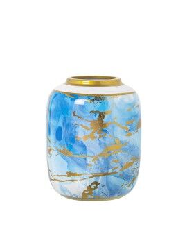 Vaso Alexandra House Living Azul Branco Dourado Cerâmica 18 x 18 x 23 cm