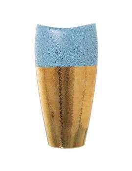 Vaso Alexandra House Living Azul Dourado Cerâmica 13 x 18 x 36 cm