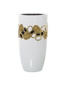 Vaso Alexandra House Living Branco Dourado Cerâmica 15 x 15 x 27 cm