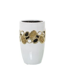 Vaso Alexandra House Living Branco Dourado Cerâmica 14 x 14 x 21 cm