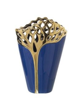 Vaso Alexandra House Living Dourado Azul escuro Cerâmica 10 x 17 x 25 cm