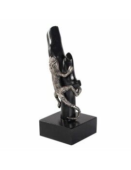 Figura Decorativa Alexandra House Living Negro Plateado Metal Madera de mango Lagarto 17 x 32 x...