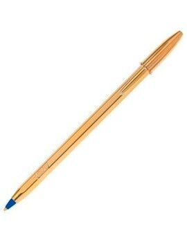 Caneta Bic Cristal Shine Dourado 0,32 mm Azul 20 Peças