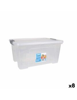 Caixa de Armazenagem com Tampa Dem Kira Plástico Transparente 15 L 40 x 28 x 19 cm (8 Unidades)