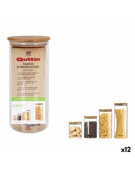 Frasco Quttin Bamboo Vidro de Borosilicato Silicone 1,25 L 10,2 x 22,8 cm (12 Unidades) (9,5 x 21...