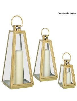 Lanternas Alexandra House Living Dourado Aço 12 x 25 x 12 cm 18 x 53 x 18 cm 17 x 39 x 17 cm...