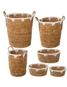 Conjunto de Cestos Alexandra House Living Castanho Madeira Rotim Fibra natural 40 x 47 x 40 cm 6...