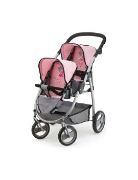 Carrito para Muñecas Reig Gris Rosa Gemelar