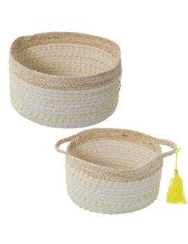 Conjunto de Cestos Alexandra House Living Branco Fibra natural 25 x 14 x 25 cm 30 x 16 x 30 cm 2...