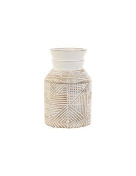 Vaso Home ESPRIT Branco Natural Madeira de mangueira Colonial 15 x 15 x 38 cm