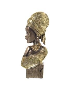 Busto Alexandra House Living Dorado Plástico Africana 11 x 19 x 41 cm