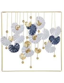 Decoração de Parede Alexandra House Living Azul Branco Metal Flor 60 x 4 x 60 cm