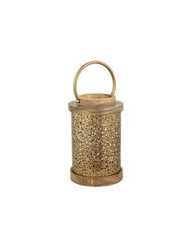 Lanterna Romimex Castanho Dourado Madeira Metal 16 x 27 x 16 cm