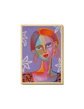 Pintura Romimex Multicolor Tela Mulher 50 x 70 x 4 cm