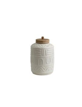 Bote Romimex Branco Madeira Cerâmica 23 x 37 x 23 cm Com tampa