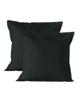 Funda de almohada HappyFriday BASIC Negro 60 x 60 cm (2 Unidades)