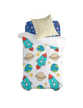 Juego de funda nórdica HappyFriday Mr Fox Space rocket Multicolor Cama de 80 2 Piezas