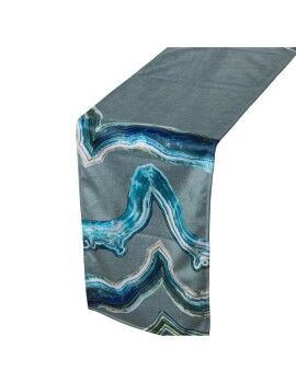 Camino de Mesa Alexandra House Living Azul Gris Textil 180 x 30 cm Terciopelo Bordado