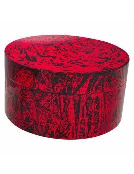 Caja Decorativa Alexandra House Living Negro Rojo Cerámica Madera MDF 25 x 13 x 25 cm