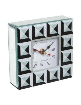 Reloj de Mesa Alexandra House Living Blanco Negro Cristal 14 x 14 x 4 cm