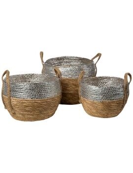 Conjunto de Cestos Romimex Prateado Fibra natural 31 x 25 x 31 cm 3 Peças