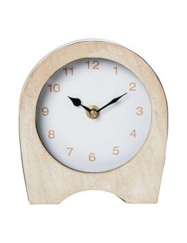 Reloj de Mesa Alexandra House Living Marrón Beige Madera Metal 14 x 16 x 5 cm