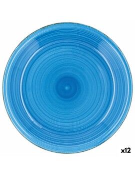 Plato Llano Quid Vita Azul Azul Cerámica Ø 27 cm (12 Unidades)