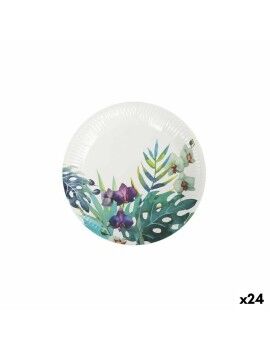 Conjunto de pratos Algon Descartáveis Cartão Tropical 12 Peças 18 cm (24 Unidades)