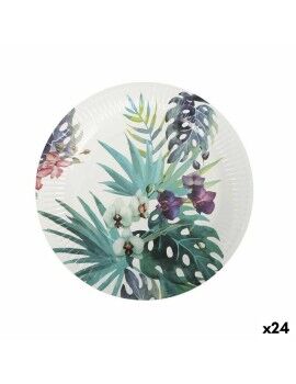 Conjunto de pratos Algon Descartáveis Cartão Tropical 3 Peças 28 cm (24 Unidades)