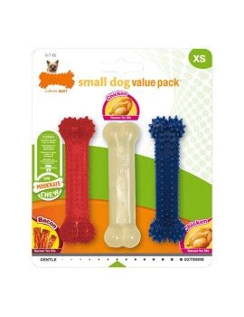 Mordedor de perro Nylabone Value Pack Bacon Talla S Pollo Termoplástico (3 pcs)