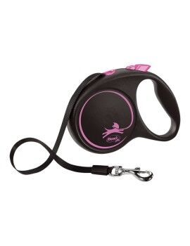 Trela para Cães Flexi BLACK DESIGN 5 m Cor de Rosa Tamanho M