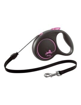 Trela para Cães Flexi BLACK DESIGN 5 m Cor de Rosa Tamanho M