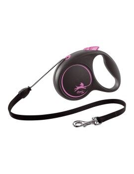 Trela para Cães Flexi BLACK DESIGN 5 m Cor de Rosa Tamanho S