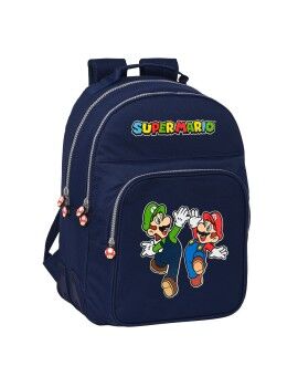 Mochila Escolar Super Mario Azul Marinho 32 x 42 x 15 cm