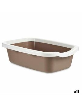 Caixa de Areia para Gatos Branco Bege Plástico 38 x 16 x 58,5 cm (11 Unidades)