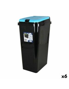 Cubo para la Basura Tontarelli Bido Azul Negro 45 L Rectangular 40 x 29 x 65 cm (6 Unidades)