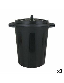 Balde de Lixo Dem 100 L Preto 64 x 54 x 68 cm (3 Unidades)