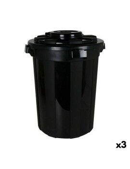 Cubo para la Basura Dem Hop Negro 70 L (3 Unidades)