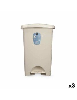 Papelera con Pedal Beige Plástico 50 L (3 Unidades)