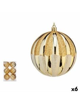 Conjunto de bolas de Natal 8 cm Dourado PVC (6 Unidades)