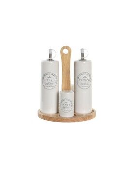 Set de Aceitera y Vinagrera DKD Home Decor Blanco Madera Gres 18 x 15 x 22 cm