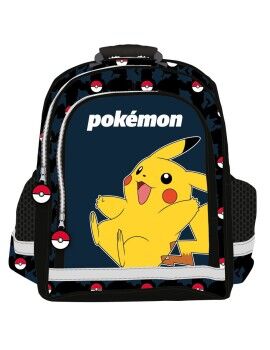 Mochila Escolar Pokémon Pokeball Azul Negro