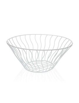 Fruteira Versa Branco Metal Cerâmica Aço 28 x 11,5 x 28 cm