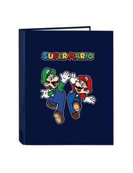 Carpeta de anillas Super Mario 26.5 x 33 x 4 cm Azul marino A4