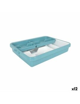 Organizador para Cubiertos Tontarelli Mixy Turquesa 31,7 x 41,8 x 7,7 cm Extensible (12 Unidades)