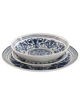 Vajilla Home ESPRIT Azul Blanco Porcelana Árabe 27 x 27 x 2 cm 18 Piezas