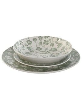 Set de Vajilla Home ESPRIT Blanco Verde Porcelana Floral 27 x 27 x 2 cm 18 Piezas