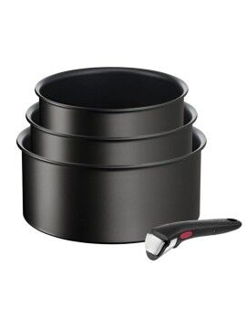 Caçarola com Tampa Tefal L3979202 Preto Alumínio Ø 18 cm Ø 20 cm Ø 16 cm (3 Unidades) (4 Unidades)